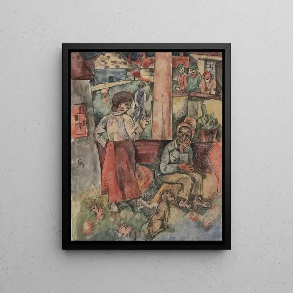 Maalaus Bordure du village Fabrikstadt - Albert Bloch | Taidetuloste