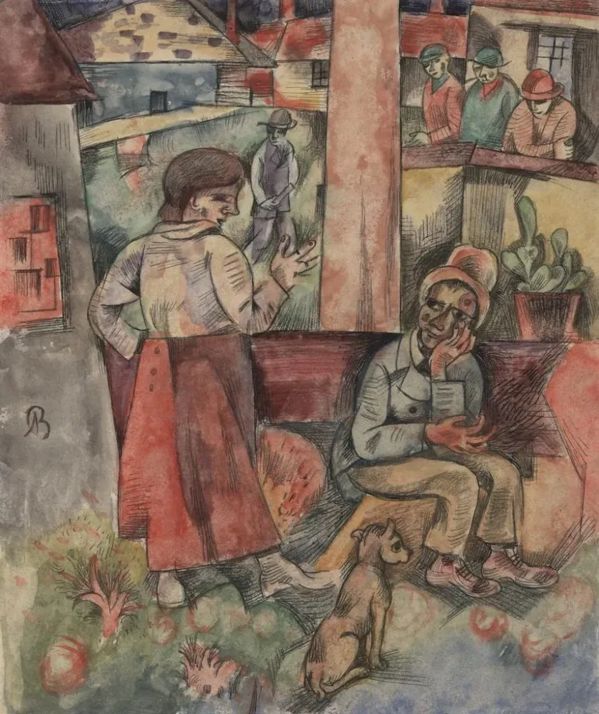 Maalaus Bordure du village Fabrikstadt - Albert Bloch | Taidetuloste