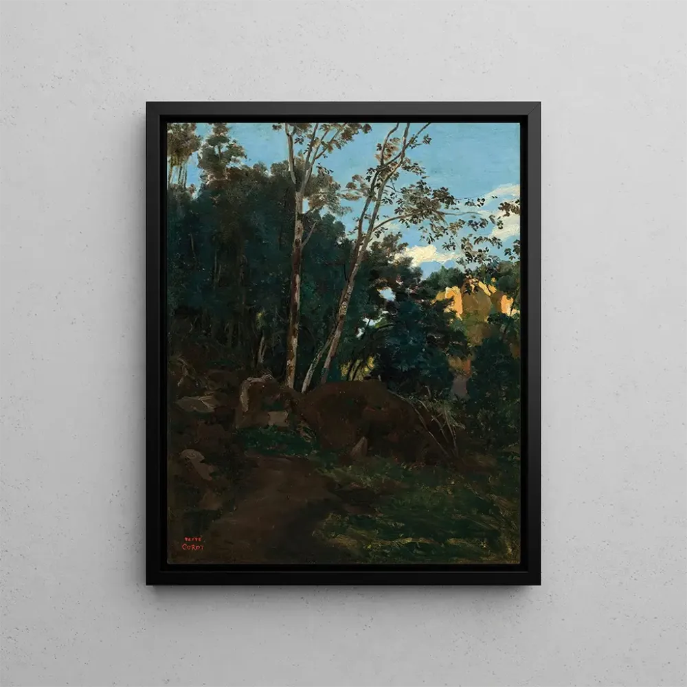 Maalaus Bosquet d’arbres parmi les rochers, Civita Castellana - Jean - Baptiste Camille Corot | Taidetuloste
