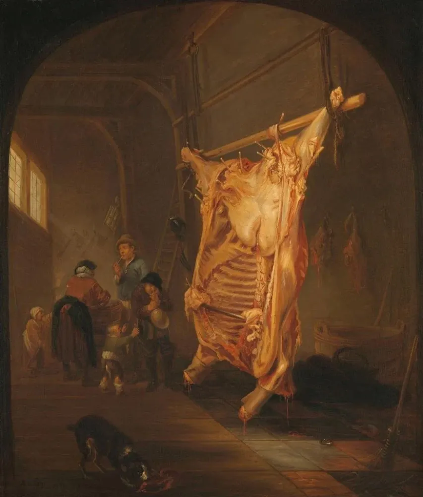 Maalaus Le Bœuf abattu - Abraham van den Hecken | Taidetuloste