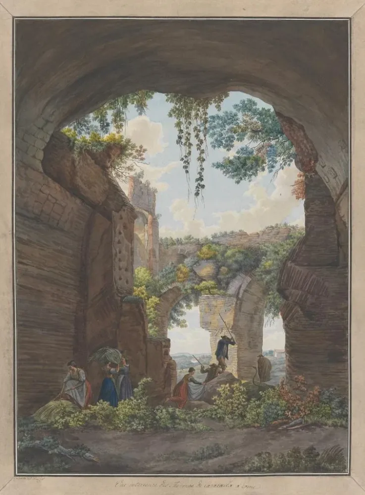 Maalaus Caracallan kylpylän sisätiloista - Abraham Louis Rodolphe Ducros | Taidetuloste