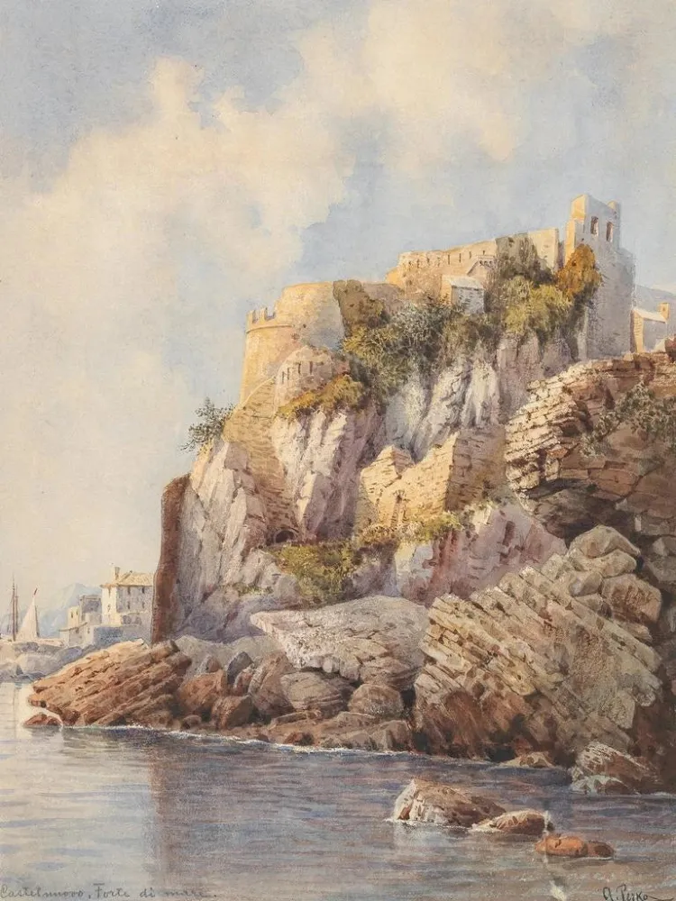 Maalaus Castelnuovo Forte di Mare - Anton Perko | Taidetuloste