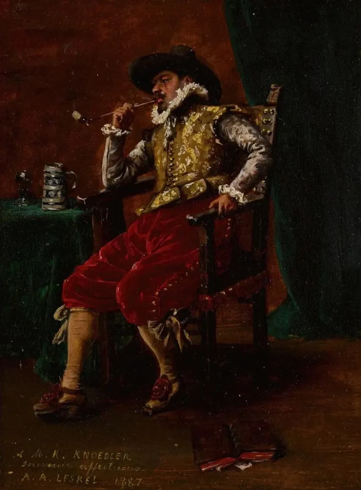 Maalaus Cavalier fumant - Adolphe Alexandre Lesrel | Taidetuloste