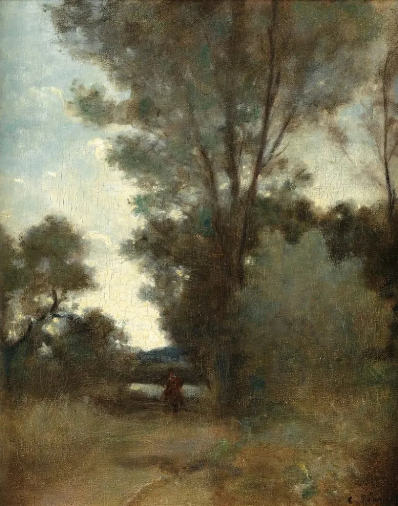 Maalaus Cavalier à l'orée d'un bois - Camille Pissarro | Taidetuloste