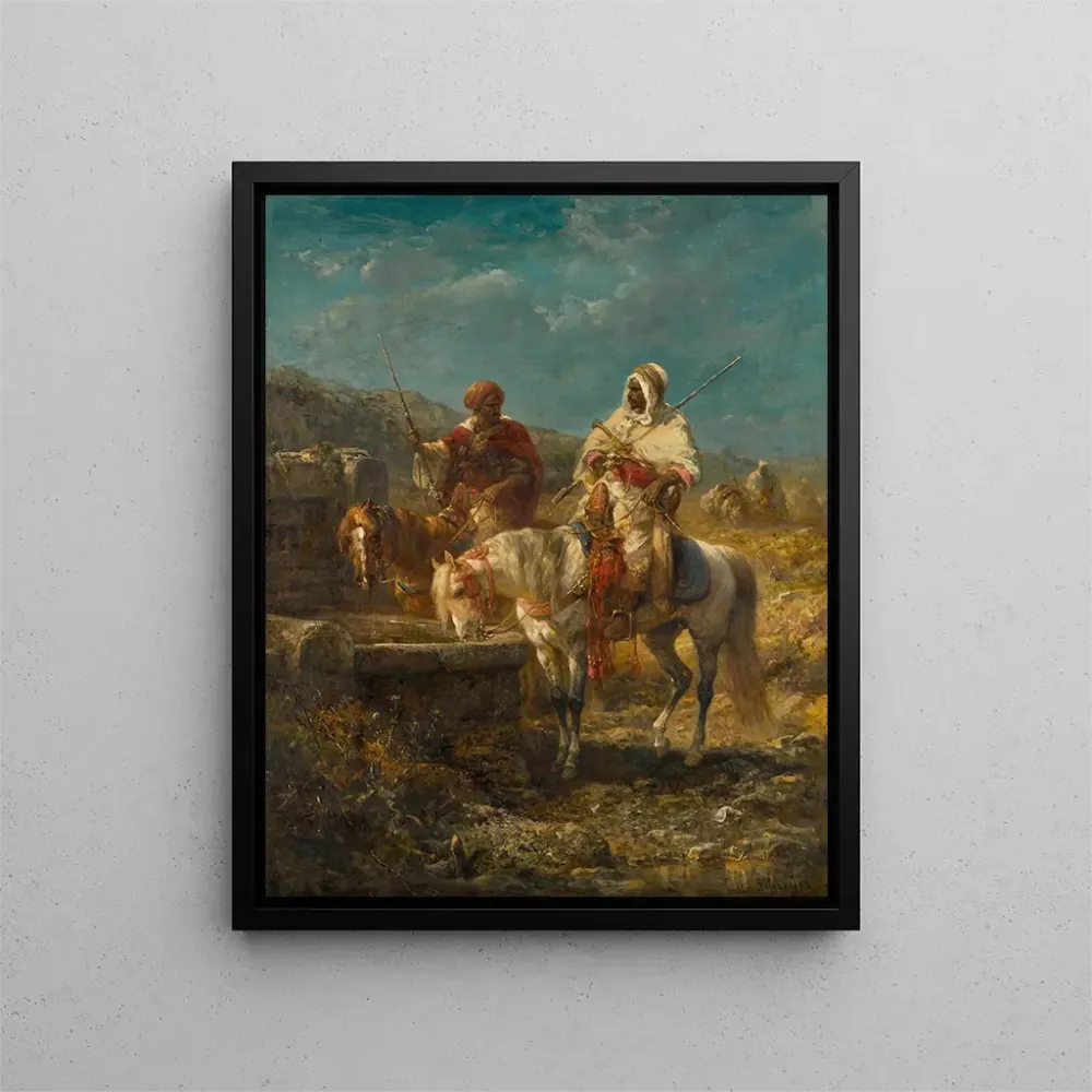 Maalaus Cavaliers au puits - Adolf Schreyer | Taidetuloste