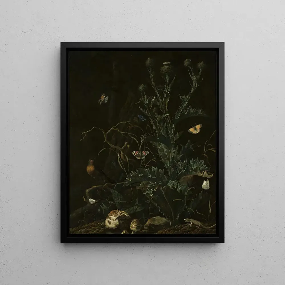 Maalaus Chardons, papillons et un lézard - Abraham Jansz Begeyn | Taidetuloste