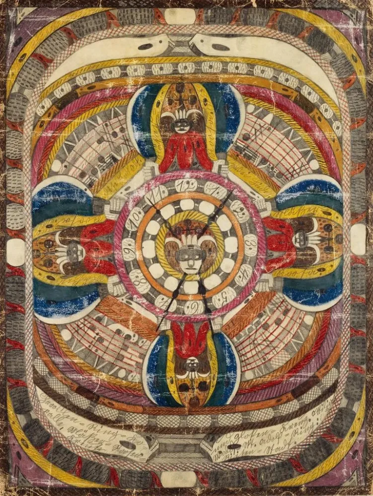 Maalaus ChrooslenRingKoralle MerRoosenKreuz und GlokenKreuz OttiliaWaldSkt AdolfRing RiisenStadt - Adolf Wölfli | Taidetul...