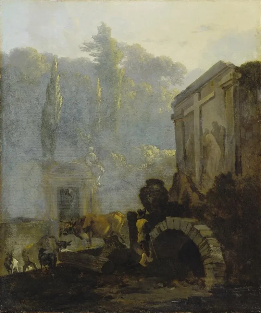 Maalaus Cimetière italien - Adam Pynacker | Taidetuloste