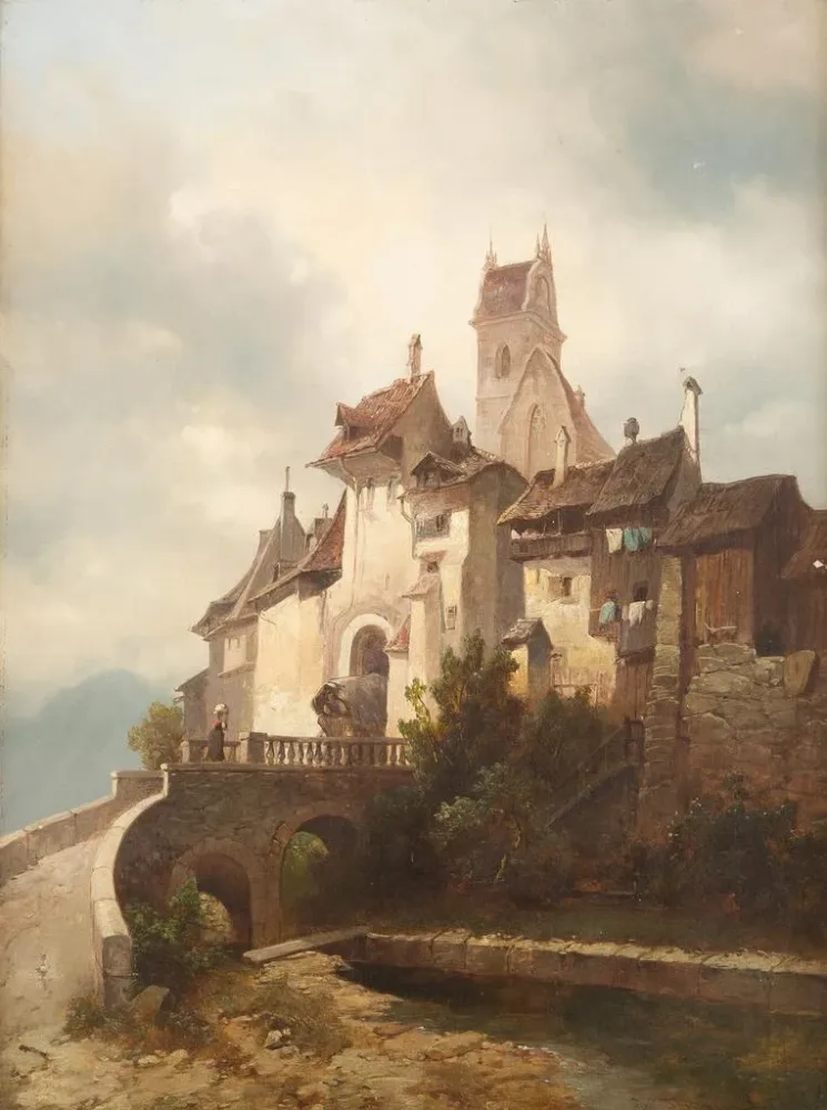 Maalaus Cité médiévale - Adolf Gustav Thamm | Taidetuloste