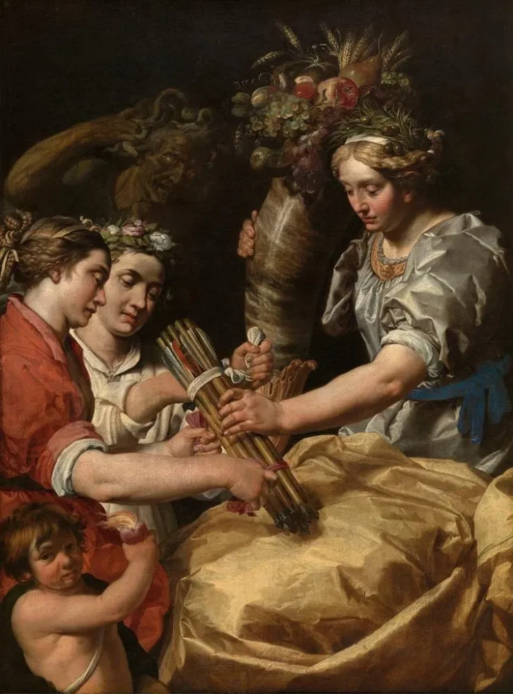 Maalaus Concorde Charité ja Sincerity Voittaa Erimielisyyden - Abraham Janssens | Taidetuloste