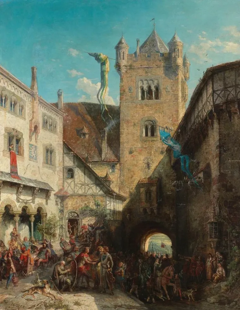Maalaus La controverse des chanteurs à Wartburg - August von Wille | Taidetuloste