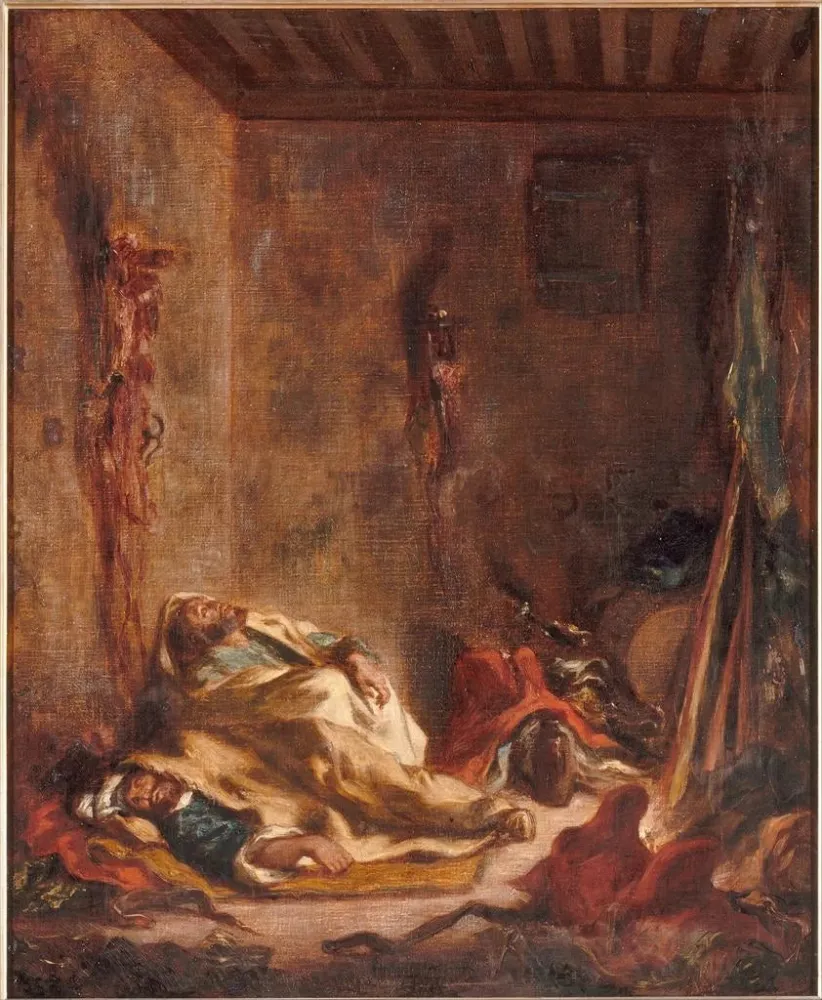Maalaus Le corps de garde à Meknès - Eugène Delacroix | Taidetuloste