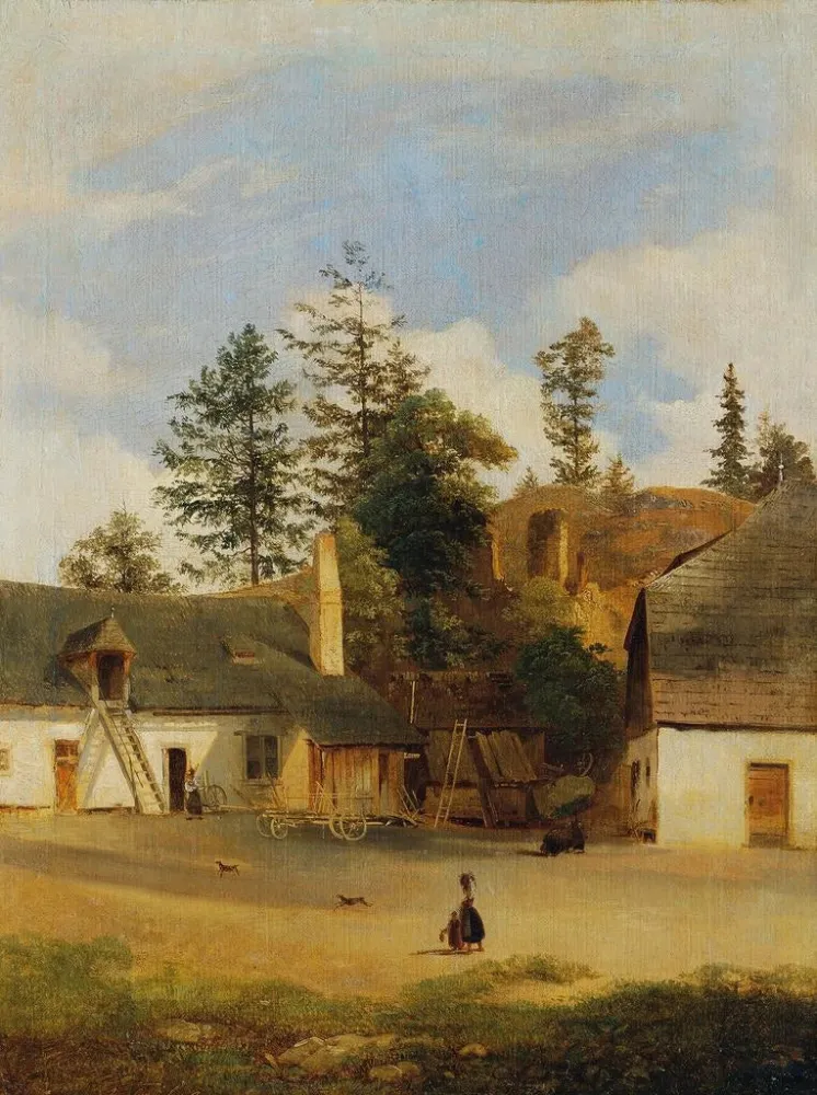Maalaus Cour de ferme - Alexander Trichtl | Taidetuloste