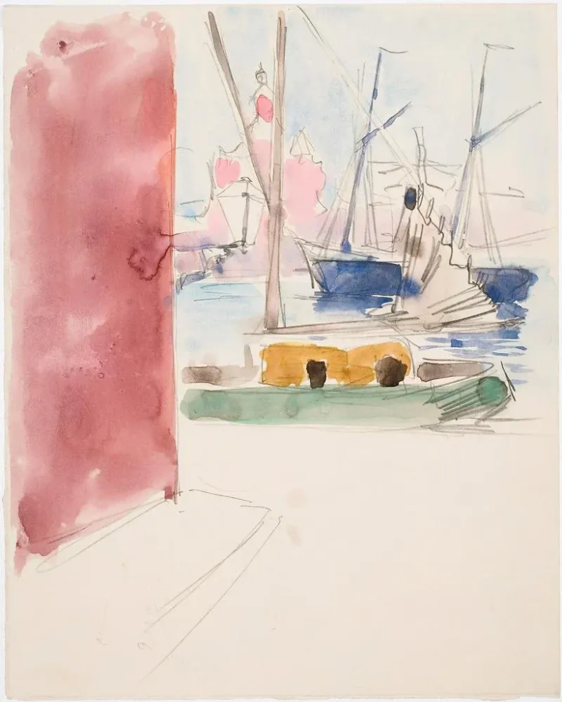 Maalaus Croquis des navires dans le port sud - Akseli Gallen-Kallela | Taidetuloste