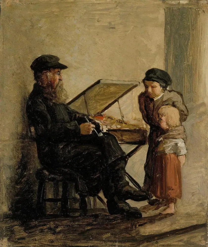 Maalaus Croquis d'un vendeur russe de gâteaux sucrés au marché du port sud d'Helsinki - Albert Edelfelt | Taidetuloste