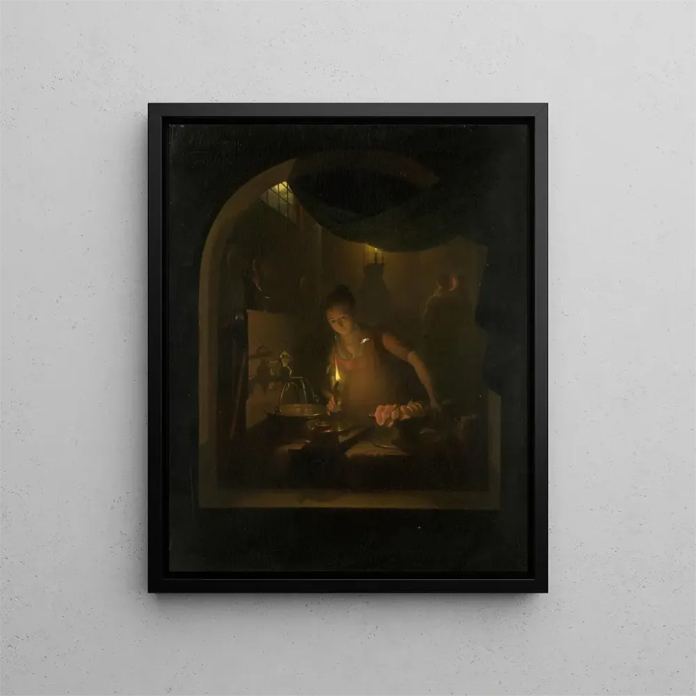 Maalaus Cuisine par lamplight - Adriaan Meulemans | Taidetuloste