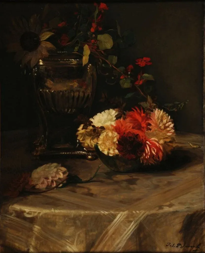 Maalaus Dahlias et capucines - Jacques - Émile Blanche | Taidetuloste