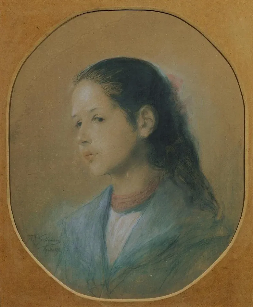 Maalaus Dame avec un collier de corail - Adalbert Franz Seligmann | Taidetuloste