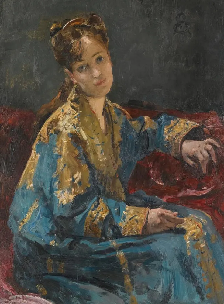 Maalaus La Dame en bleu - Alfred Stevens | Taidetuloste