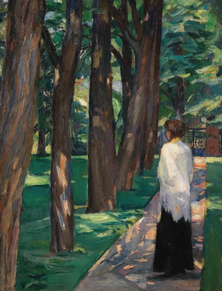 Maalaus Dame dans le parc - Albert Weisgerber | Taidetuloste