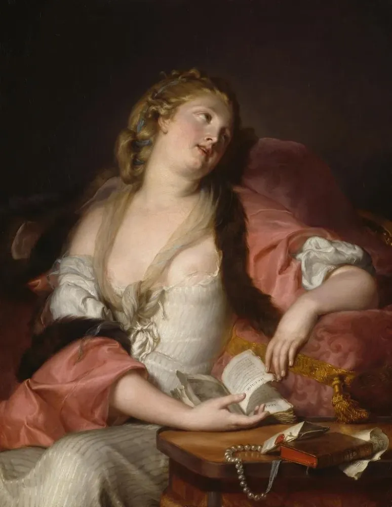 Maalaus Dame lisant les lettres d'Héloïse et d'Abélard - Auguste Bernard d'Agesci | Taidetuloste