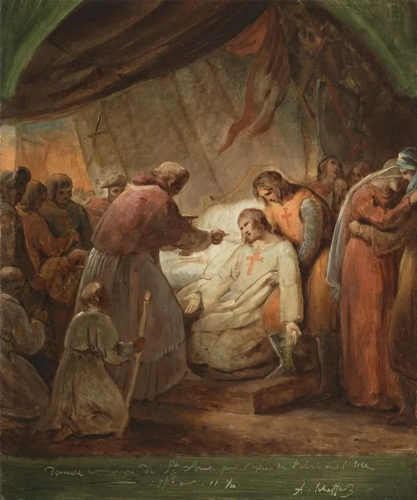 Maalaus La dernière communion de saint Louis - Ary Scheffer | Taidetuloste