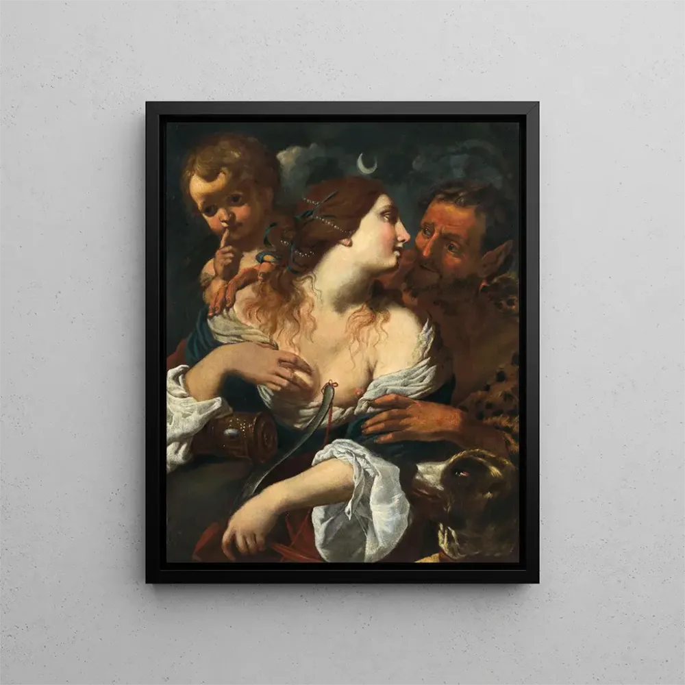 Maalaus Diane, satyre ja Cupidon - Alessandro Rosi | Taidetuloste