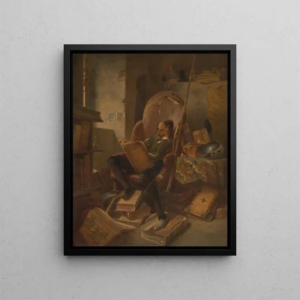 Maalaus Don Quijote toimistossaan - Adolf Schrödter | Taidetuloste