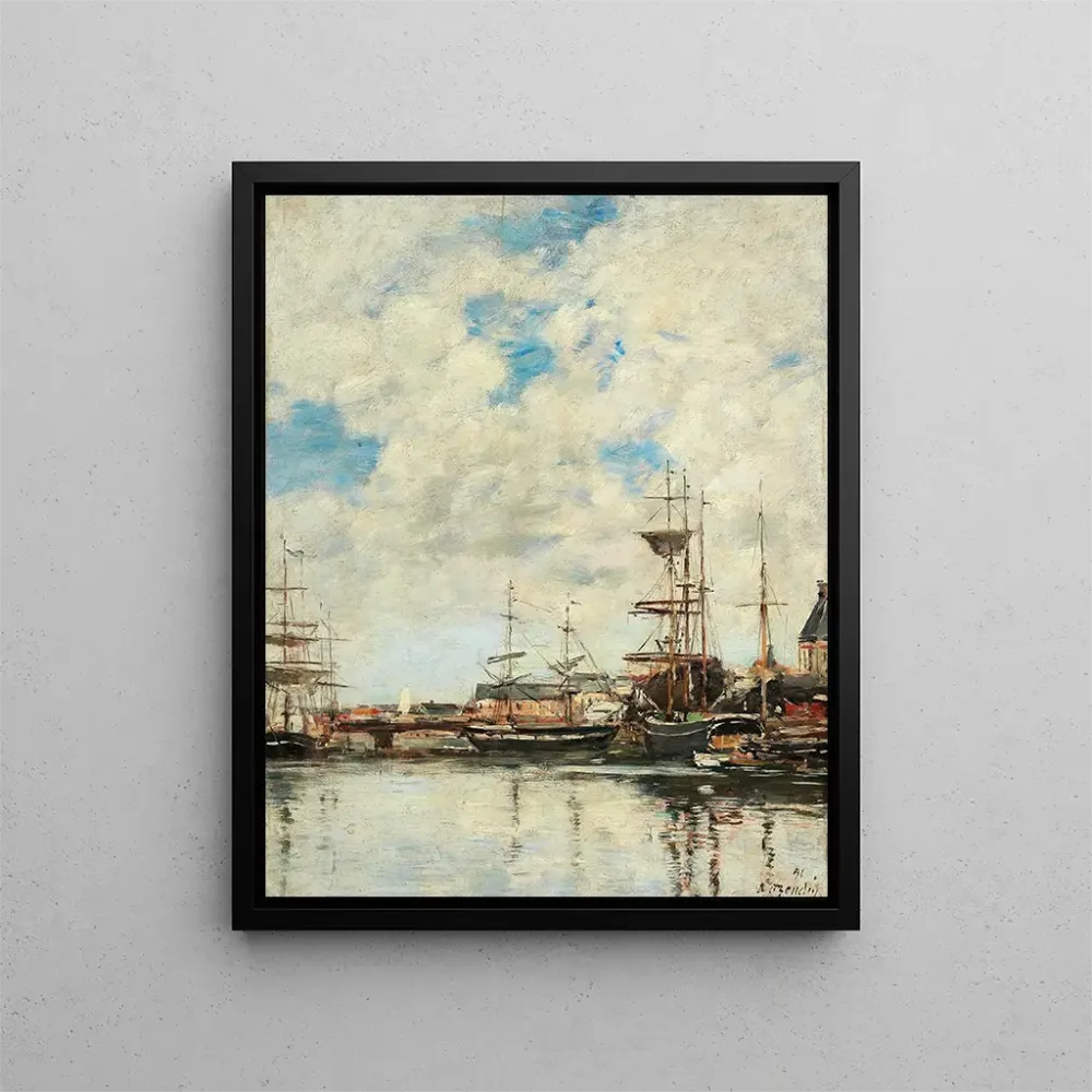 Maalaus Dunkerque purjeveneet satama-alue - Eugène Boudin | Taidetuloste