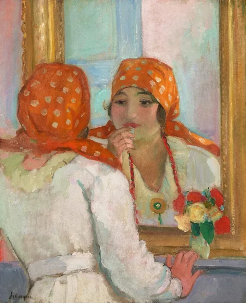 Maalaus Edessä peilin - Henri Lebasque | Taidetuloste
