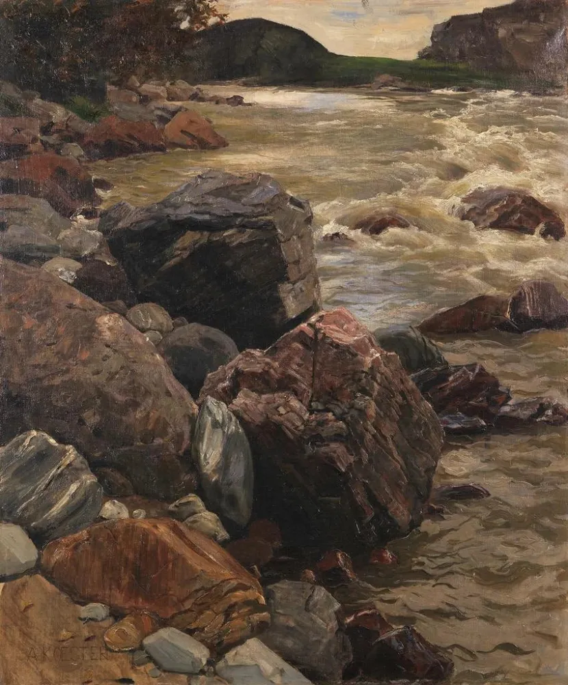 Maalaus Am Eisack au Tyrol du Sud - Alexander Koester | Taidetuloste