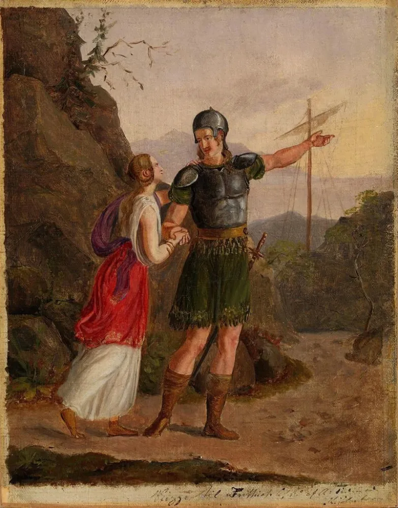 Maalaus Esquisse pour Le Départ de Fridtjof - Adolph Tidemand | Taidetuloste