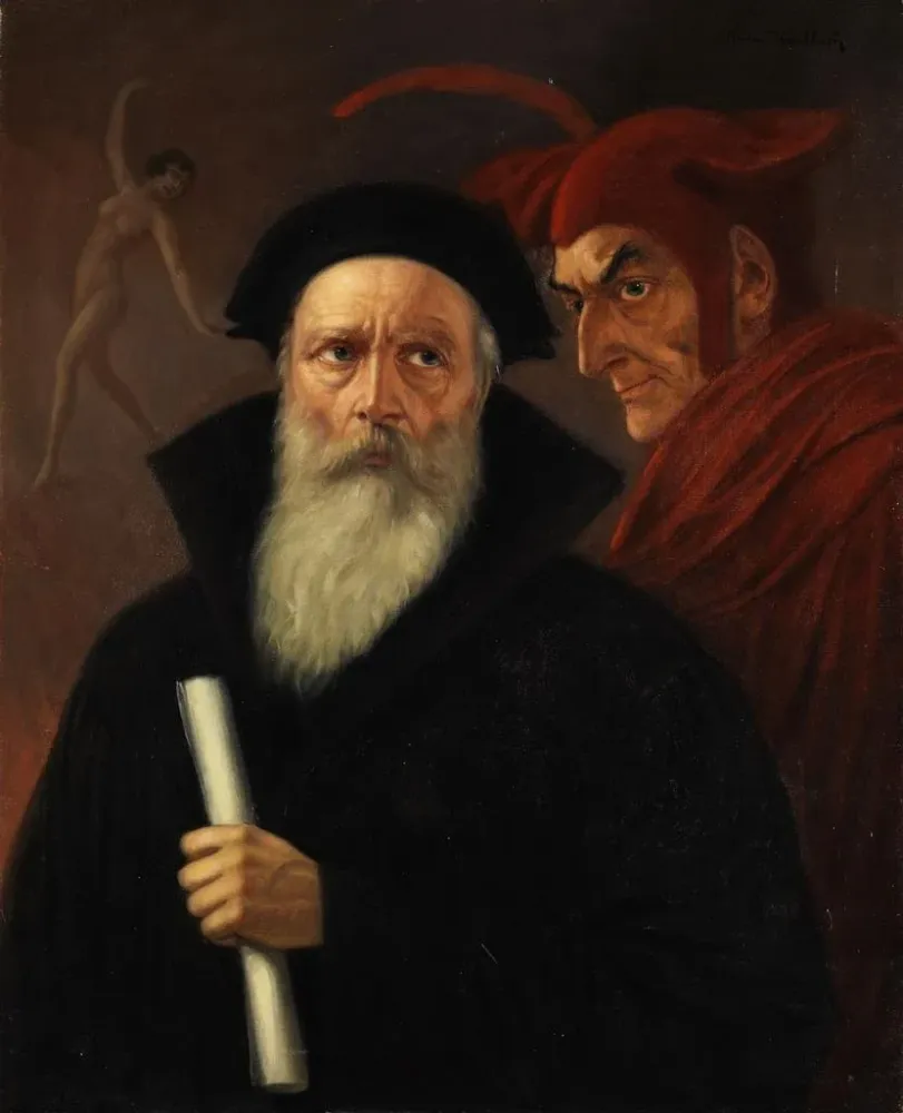 Maalaus Faust ja Méphistophélès - Anton Kaulbach | Taidetuloste