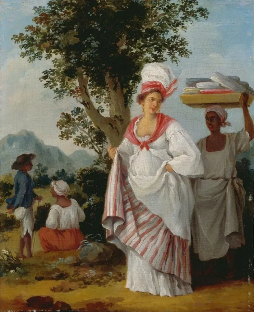 Maalaus Femme créole antillaise avec sa servante noire - Agostino Brunias | Taidetuloste