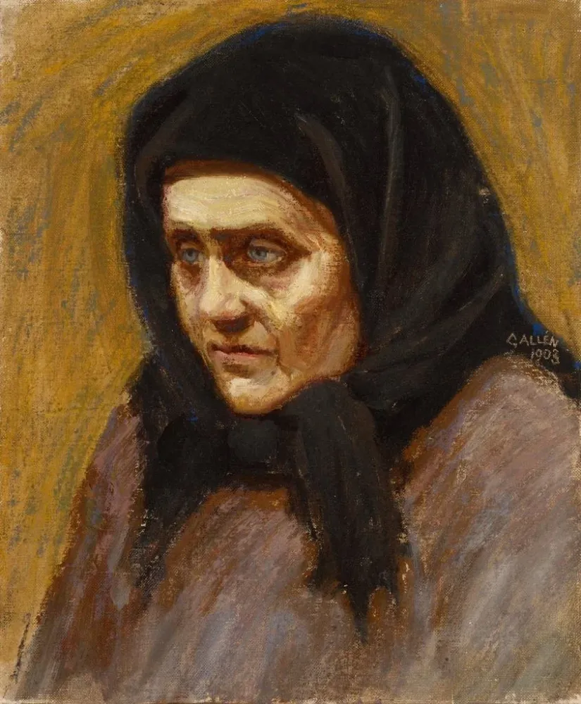 Maalaus La Femme au foulard noir - Akseli Gallen-Kallela | Taidetuloste