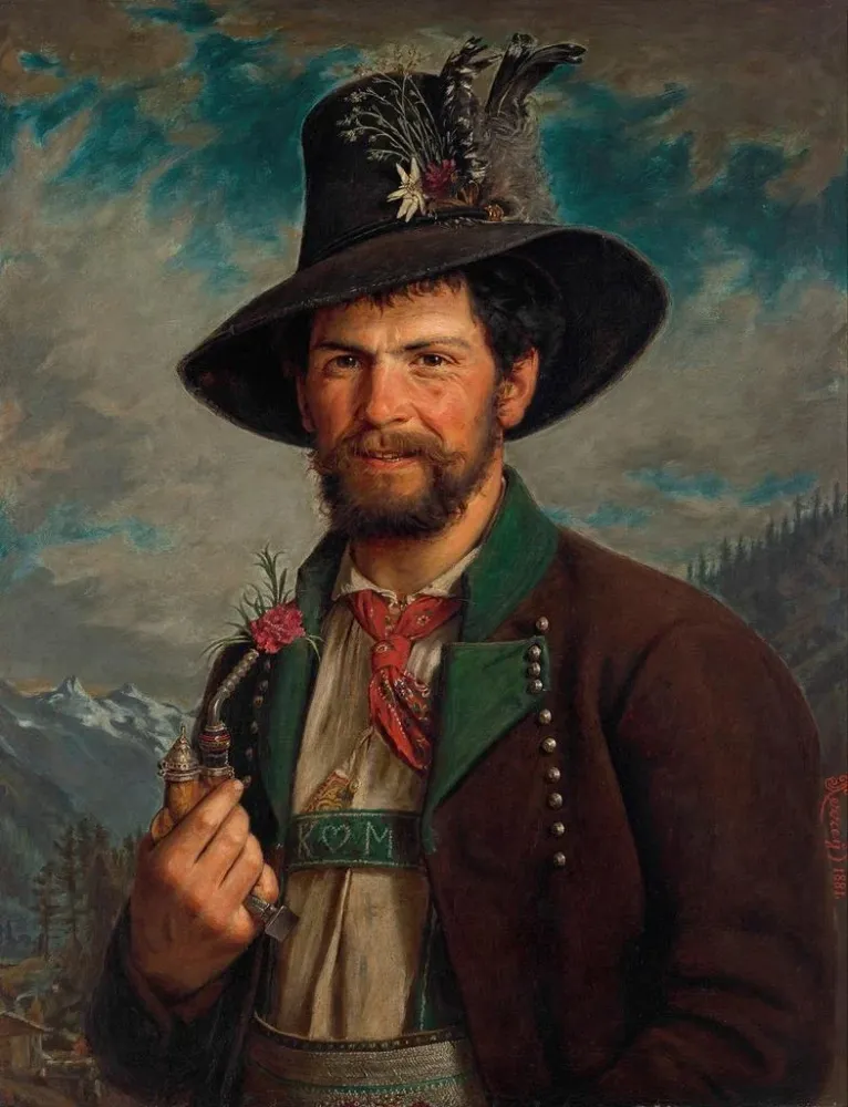 Maalaus Fermier tyrolien en costume de Stubai - August Pezzey l'Ancien | Taidetuloste