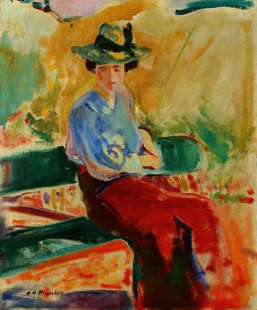 Maalaus Figure sur un banc - Alfred Henry Maurer | Taidetuloste