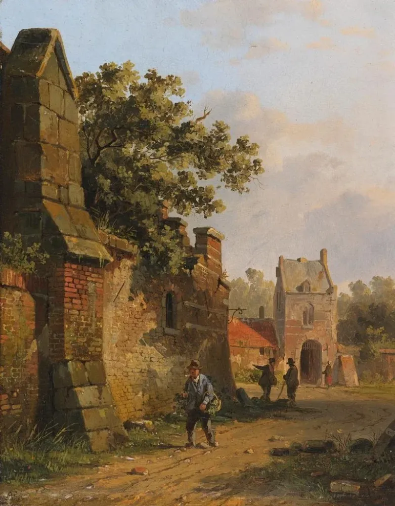 Maalaus Figures sur un mur de la ville - Adrianus Eversen | Taidetuloste