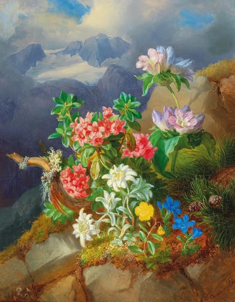 Maalaus Fleurs alpines - Andreas Lach | Taidetuloste
