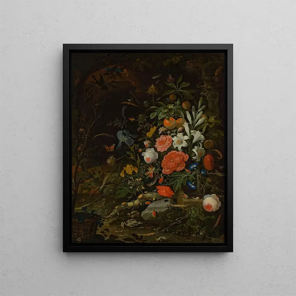 Maalaus Fleurs et petites créatures Vanitas - Abraham Mignon | Taidetuloste