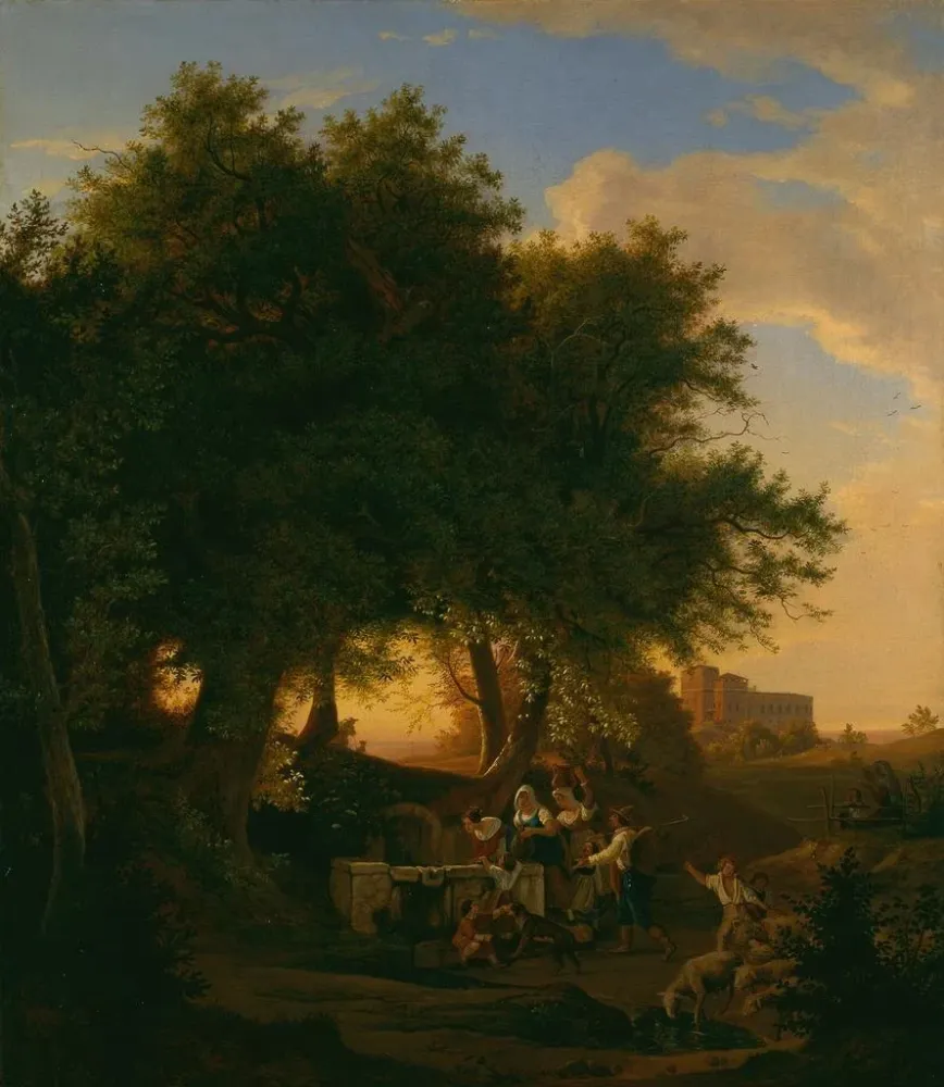 Maalaus La fontaine de Grottaferrata - Adrian Ludwig Richter | Taidetuloste
