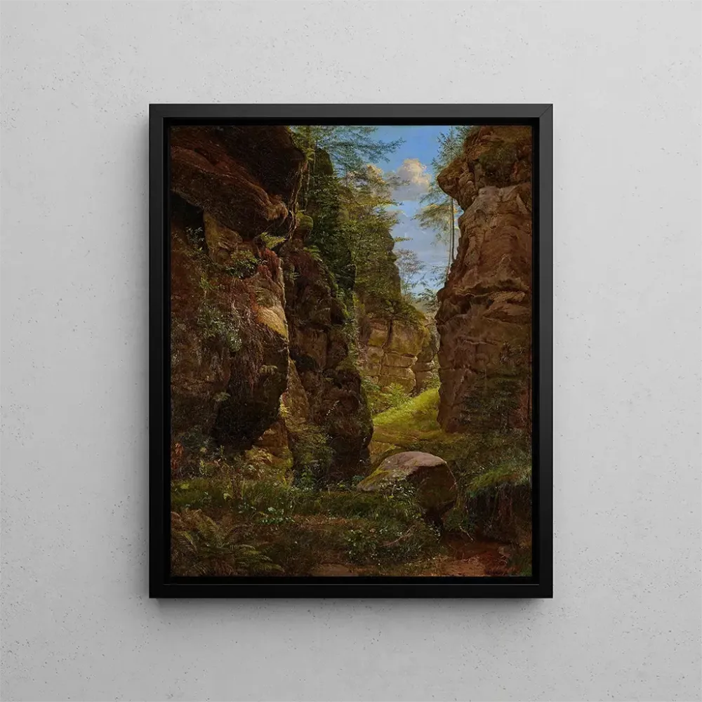 Maalaus Gorge rocheuse dans l'Uttewalder Grund en Suisse saxonne - August Heinrich