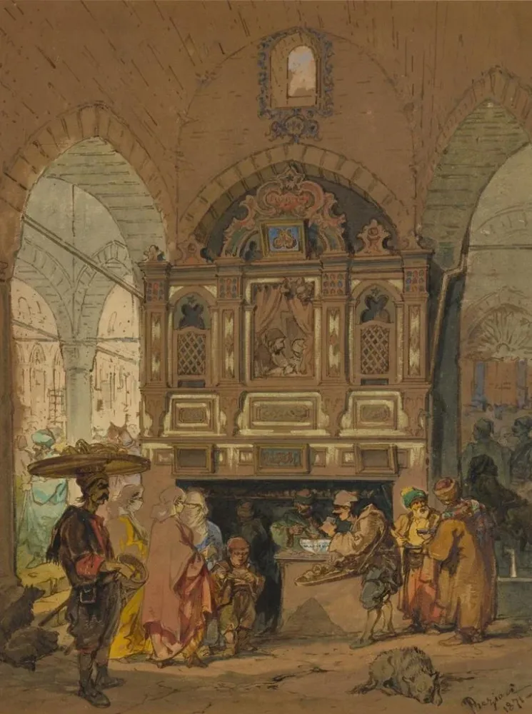 Maalaus Le Grand Bazar de Constantinople - Amadeo Preziosi | Taidetuloste