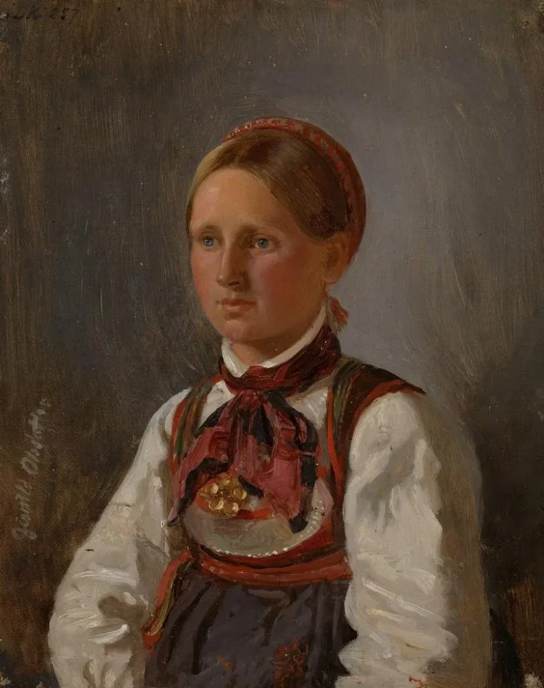 Maalaus Gunild Olsdatter de Tinnin muotokuvasta - Adolph Tidemand | Taidetuloste
