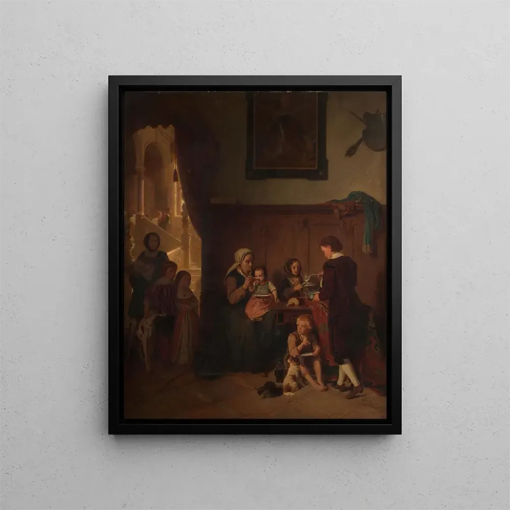 Maalaus Héberger une famille pauvre - August Friedrich Siegert | Taidetuloste