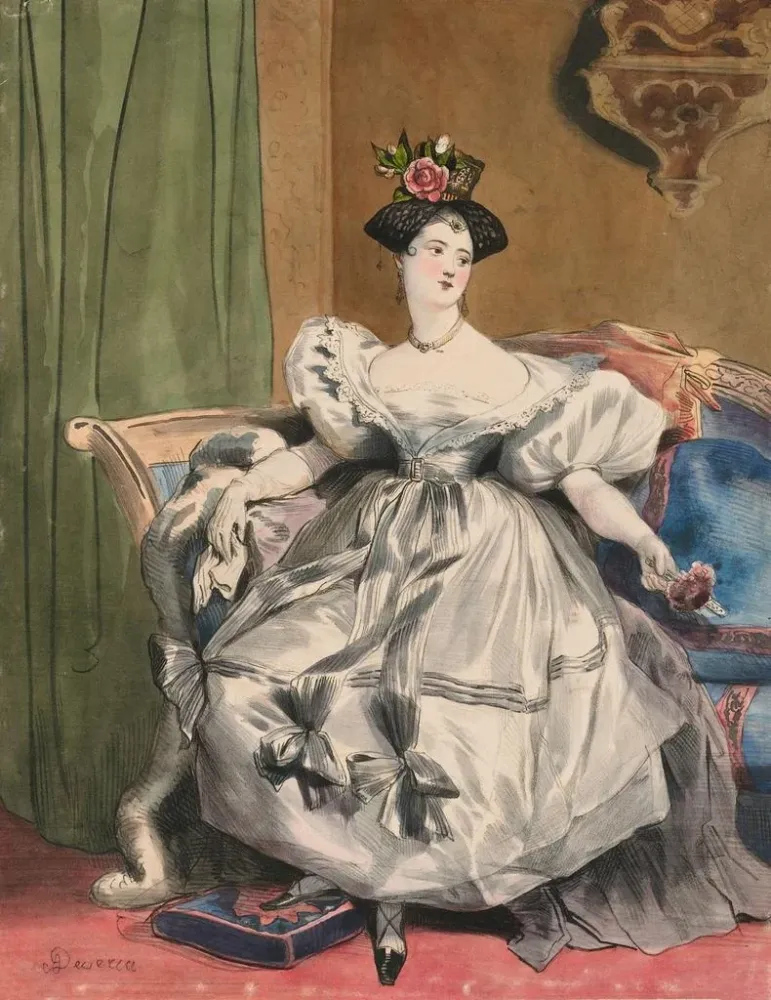 Maalaus Heures du soir Mlle Laure Devéria de Les Dixhuit Heures d'une Parisienne - Achille Devéria | Taidetuloste