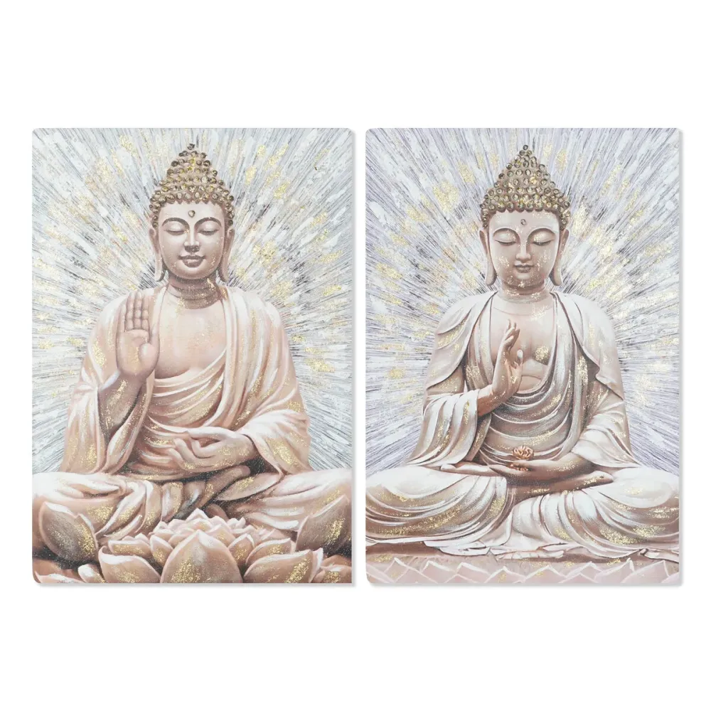 Maalaus Home ESPRIT Buddha Itämainen 70 x 3 x 100 cm (2 osaa)