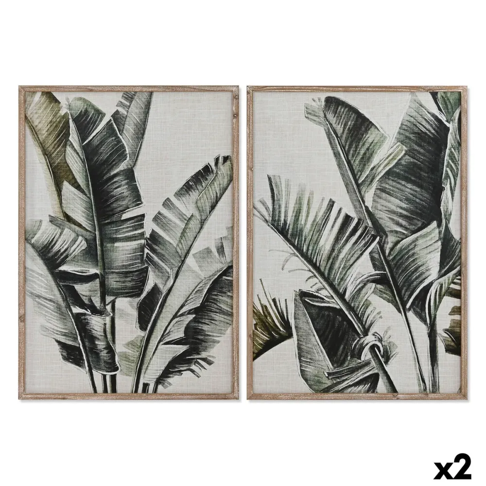 Maalaus Home ESPRIT Palmut Trooppinen 70 x 4 x 100 cm (2 osaa)