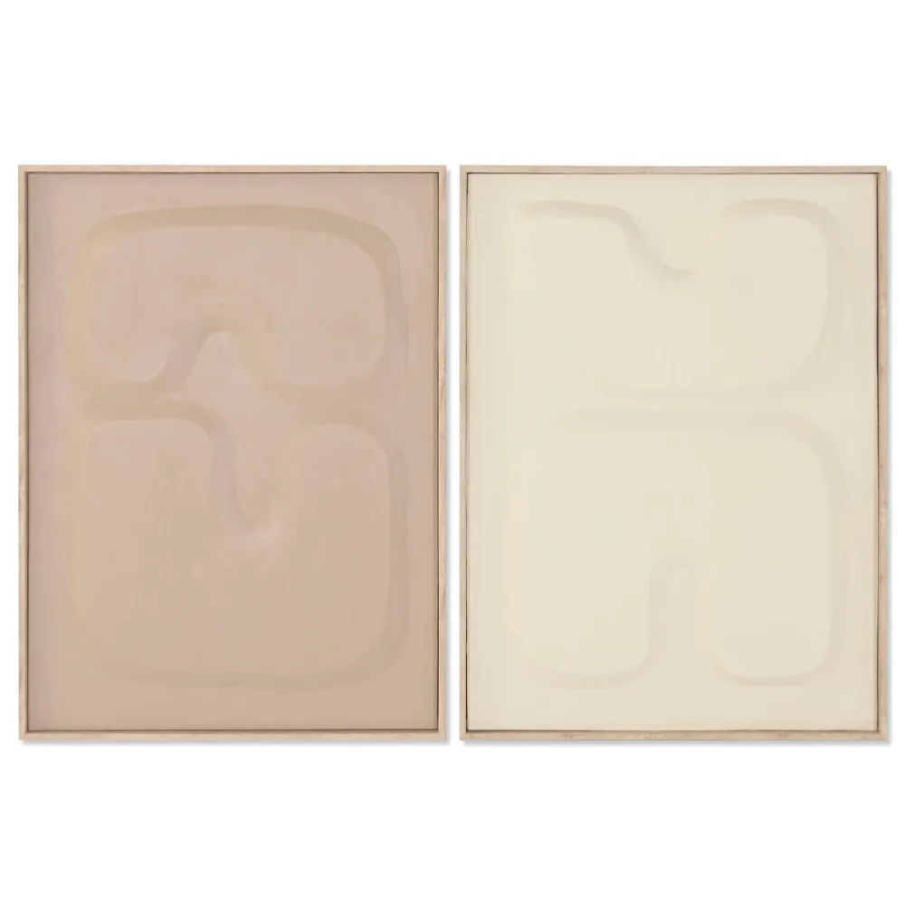 Maalaus Home ESPRIT Ruskea Beige Abstrakti Skandinaavinen 50 x 4,5 x 70 cm (2 osaa)