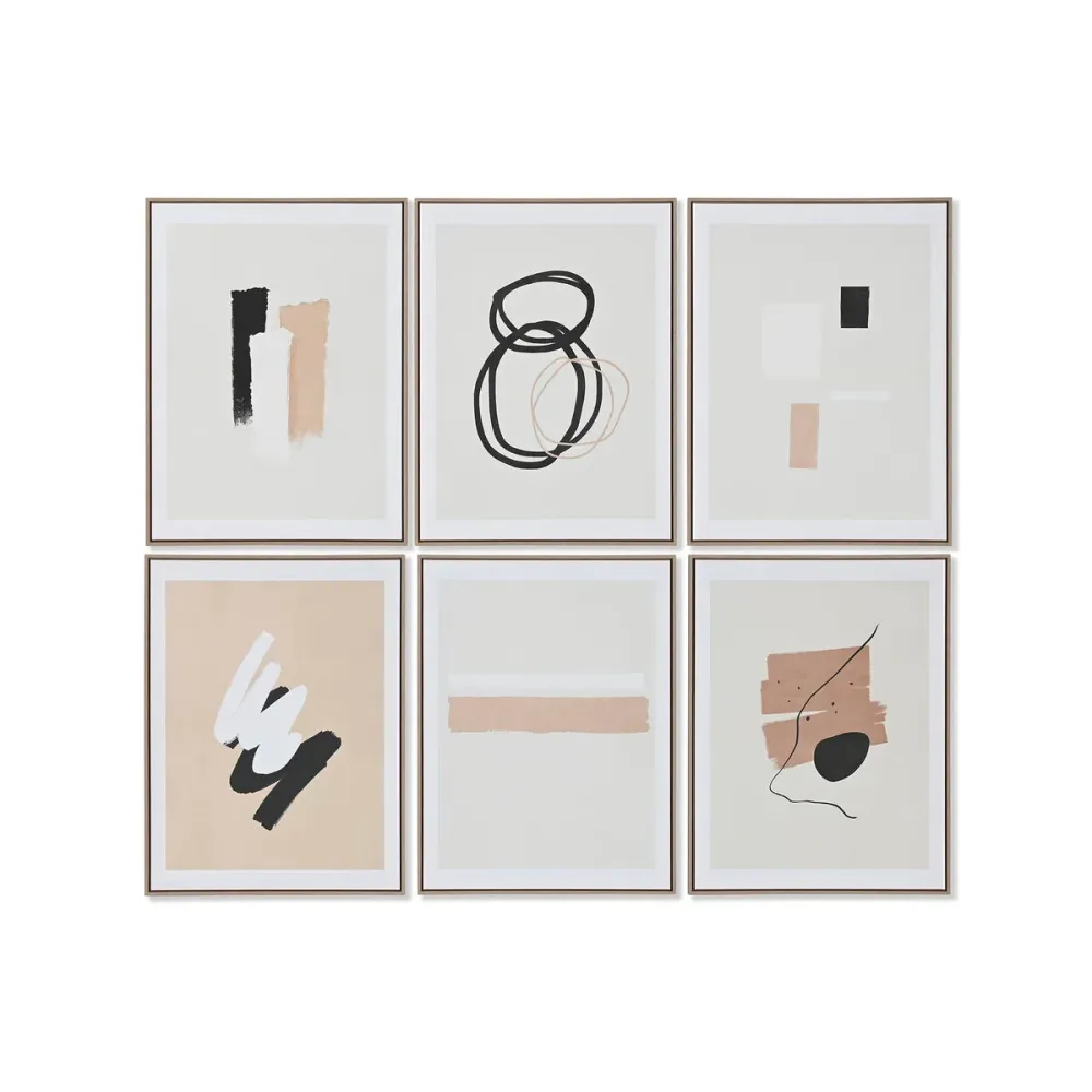 Maalaus Home ESPRIT Ruskea Beige Moderni Kaupunki 60 x 4 x 80 cm (6 osaa)